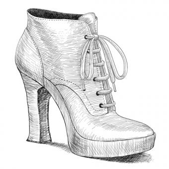 Desen de pantofi de dama vintage cu toc inalt